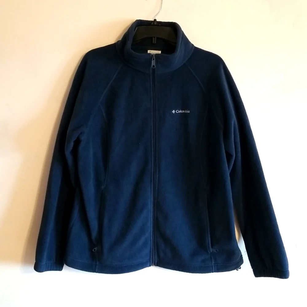 Columbia Fleece Navy Blue Quarter Jacket - Picture 1 of 3